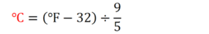 Fahrenheit (°F) to Celsius (centigrade) (°C)