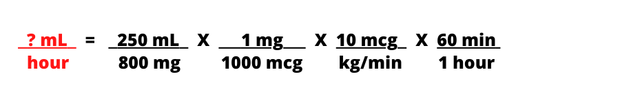 IV Drips in mcg/kg/minute into ml/hr 1-4