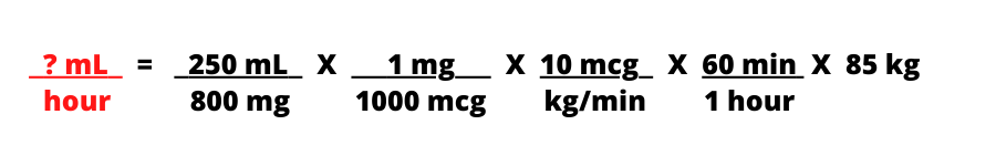 IV Drips in mcg/kg/minute into ml/hr 1-5