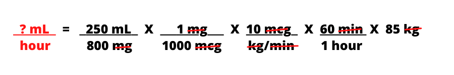 IV Drips in mcg/kg/minute into ml/hr 1-6