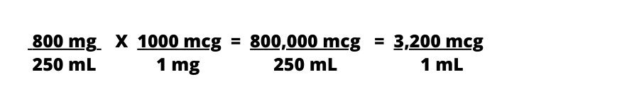 Convert mL/hour to mcg/kg/min 1-2